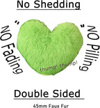 MorroMorn Fluffy Heart Throw Pillows, Shaggy Decorative Pillow for Sofa Couch Bed, Cute Room Decor Decorations for Women Girls Kids (Lime)