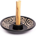 Luna Sundara Authentic Peru Pottery Palo Santo Stick Holder and Incense Holder with 5 Palo Santo Sticks Handmade Ceramic Smudge Bowl Sage Holder Black and White Maze Gift Set