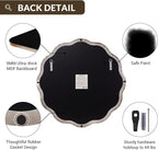 ANDY STAR Chrome Round Wall Mirror 30 inch, Polished Metal Frame Circle Bathroom Mirror in SUS304 Stainless Steel Frame, with Unique Modern Circular Wavy Design