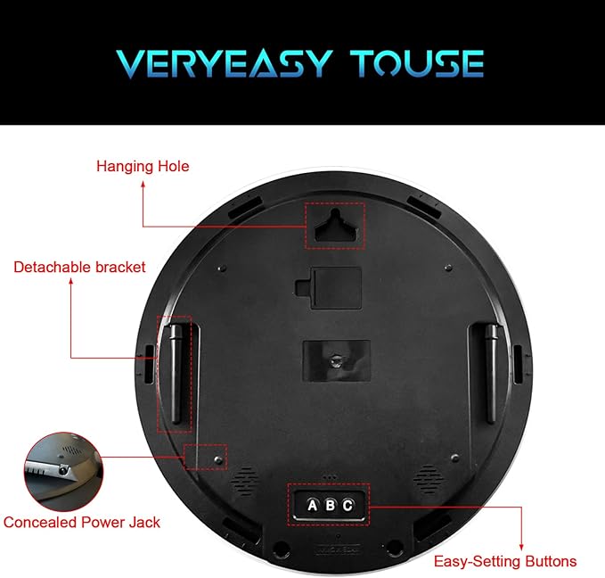 Digital Wall Clock, LED Moon/Earth Design, Temperature Display, 7.87 x 7.87 inches (Moon, 12.59 INCH)