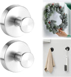 2026 Upgraded Suction Cup Hooks for Door Wreaths, Removable No Drill Wreath Hangers for Front Door, Reusable Hooks Holder for Glass Window Towel Shower Bathroom Kitchen (2, Silver)