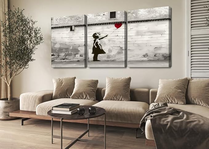 Novatique 3 Piece Graffiti Wall Art Banksy Canvas Wall Art for Living Room Graffiti Poster with Framed Ready to Hang Modern Home Decor for Bedroom Office, 20" x 28" x 3Pcs