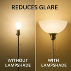 LIGHTACCENTS Glass Lamp Shade Replacement for Floor Lamp – Frosted Glass, 12” Diameter, 1.72” Opening, 4.75” Height – Lamp Shade for Floor Lamps, Replacement Glass for Floor Lamps (White)