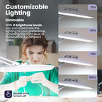 Neatfi XL Nail Desk Lamp with Clamp, 2200 Lumens, 20-Inch Wide Head, Dimmable 4 Levels, 6500K, LED Task Light for Manicure Table, Crafts, Workbench, Office (Non-CCT with Base, White)