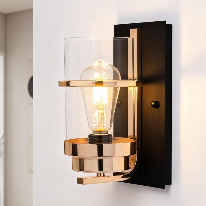Rose Gold Wall Sconce,Modern Sconce Wall Lighting,Gold Wall Light Hardwired,Wall Sconce for Livingroom,Bathroom(No Bulbs)