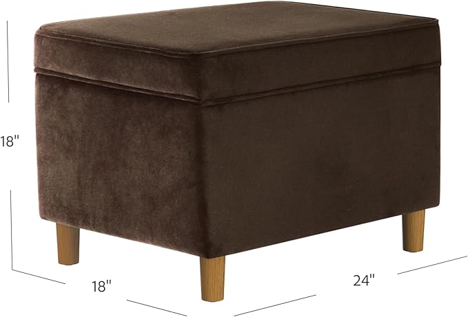 Spatial Order Home Decor | Dinah Collection Modern Storage Ottoman | Ottoman with Storage for Living Room & Bedroom(Chocolate Brown Velvet)