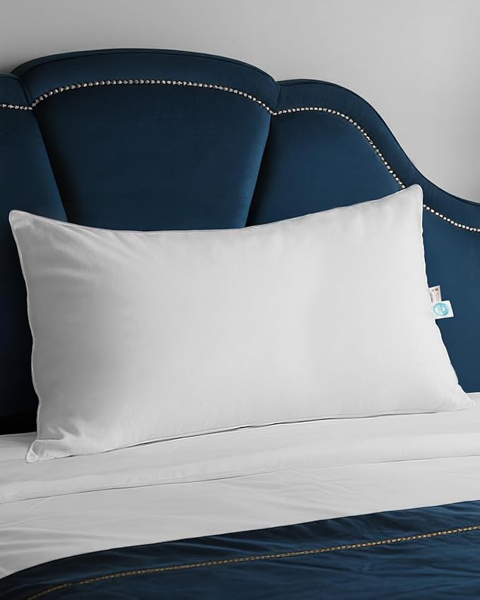 King Size White Goose Down Pillow, 800+ Fill Power - Support for All Sleeping Positions (Back, Side, Stomach) with Pillowcase - Hotel Collection Style for Home, Guest Room, 20x34 Inches, 1 Pack