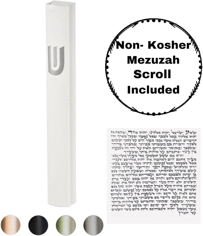A&S Mezuzot Mezuza Aluminum Waterproof Case Peel & Stick Easy Installation Home Blessing (White, 7inch)