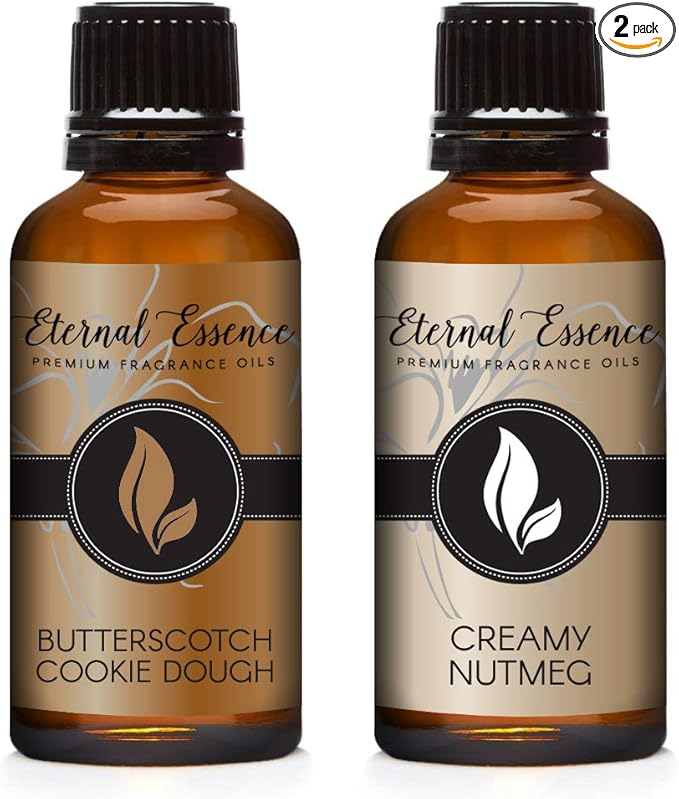 Eternal Essence Oils 2 Pack 30ml Premium Fragrance Oil - Butterscotch Cookie Dough & Creamy Nutmeg - for Candle, Soap Making, Aromatherapy, Diffusers, Home Care, & Humidifiers
