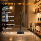 Rechargeable Cordless Table Lamp set of 2, 6000mAh Battery Operated Desk Lamps, Portable LED Touch Lamp Outdoor Camping Lamp 3 Color Stepless Dimming Lamp For Bedroom/Restaurant/Patio (Black)