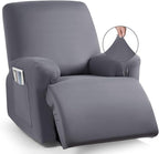 TAOCOCO Recliner Chair Cover 4-Pieces for Oversized Recliner, Stretch Recliner Slipcover for Large Recliners Washable Polyester Soft Fabric Furniture Protector (Oversized Recliner, Light Gray)
