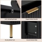 GarveeHome Fluted 6 Drawer Dresser for Bedroom, 47.2 in Wide Modern Chest of Drawers with Deep Drawers, Large Double Dresser TV Stand, Wooden Organizer for Living Room, Hallway, Kids Room, Black
