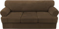 H.VERSAILTEX Sofa Cover 4 Piece T Cushion Sofa Slipcovers Thick Velvet Couch Cover Stretch T Cushion Sofa Covers for 3 Cushion Couch with 3 Individual T Cushion Covers, Bronze Brown
