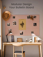 Fluxynara Large Felt Bulletin Board 48" x 36" Cork Board Alternative-12 Pack with 70 Safe Removable Adhesive Tabs, Cork Boards for Walls Cork Board for Home Office Classroom Pin Board - Pink