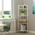 CAPHAUS 4 Tier Corner Shelf, 46.5-Inch Tall Corner Bookshelf, Metal Frame Display Rack, Round Corner Shelf Unit Rack, Small Corner Stand for Bathroom, Living Room, Home, Office, White
