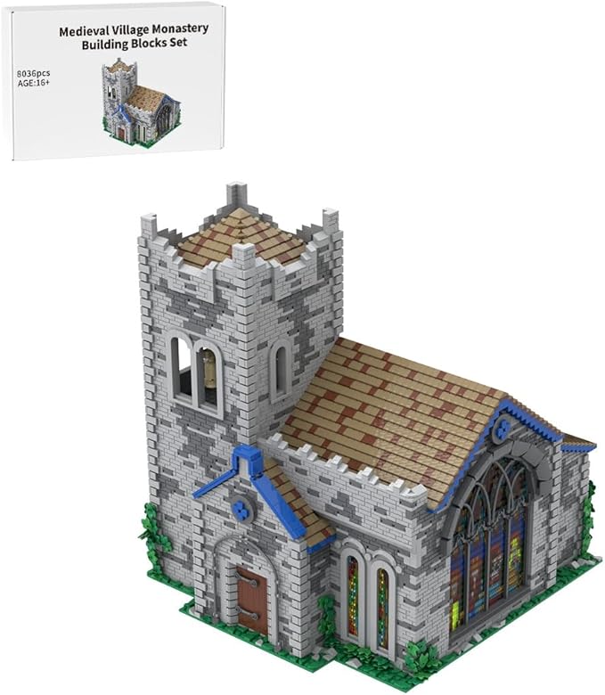 MOC-203438 Medieval Village Monastery Building Set, Modular Building Model Set 8036PCS for Adults, Collectible Display Model Gift (7480PCS)