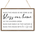 Bless this House as We Come and Go Sign Wood Plaque Wall Decor,Bless this House Wooden Hanging Sign Wall Pediments for Home Front Door Wall Decor