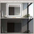 40x38 Lighted Mirrors for Bathroom Wall - Black Aluminum Framed (Front and Backlit), Anti-Fog LED Vanity Mirror, Shatter-Proof Lighted Mirror, 3 Colors Memory Mirror (Horizontal/Vertical)