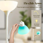 Luvkczc White Floor Lamp, 72" Tall Standing Floor Lamp with 5 Replace Lampshades, Torchiere Lamps with 8W Adjustable Reading Lights, Floor Lamps for Living Room, Bedroom, Office, Bulbs Included