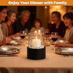 EastFlame Tabletop Pillar Hurricane Candleholder with Decorative Stones - Suitable for Dia 3" and Below Pillar Candles and Scented Candles, Gift for Lovers' Gathering, Home Decor, Parties & Weddings