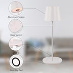 Generation Lighting Mena Accent Rechargeable Table Lamp – 14.5” Pale Pink Steel Lamp with 3-Way Base Switch, 2.4W Up/Down LED at 2700K, 260 Lumens, USB-C, Wet Rated (8000701-137)