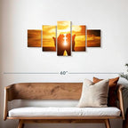 Elephant Stock Religion Wall Art Multi Piece Canvas - 5 Panel Christian Pictures Decor - Digital Design Canvas Print - Christian Wall Decor - 42" X 19"