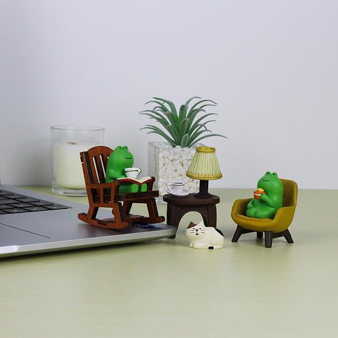 Miniature Frog Figurines Statue, Adorable Frog Collectibles for Desk and Bedroom Decor, Cute Frog Perfect Indoor Home Decorations and Gifts