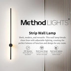 Method Lights LED Strip Wall Light, 47" Modern Indoor Wall Lamp with 350° Rotation, Surface or Recessed Mount, Sleek Minimalist Lighting for Bedroom, Living Room, Hallway, Gold
