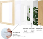 Egofine 5x7 Picture Frames Set of 4, Made of Solid Wood Covered by Plexiglass 3.5x5 and 4x6 with Mat or 5x7 without Mat, for Table Top Display and Wall Mounting Photo Frame Oak Wood