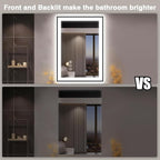 28x36 LED Bathroom Mirror for Wall -Black Aluminum Framed (Front and Backlit), Anti-Fog Vanity Mirror with Lights,Stepless Dimmable Lighted Mirror,3 Colors Smart Mirror(Horizontal/Vertical)