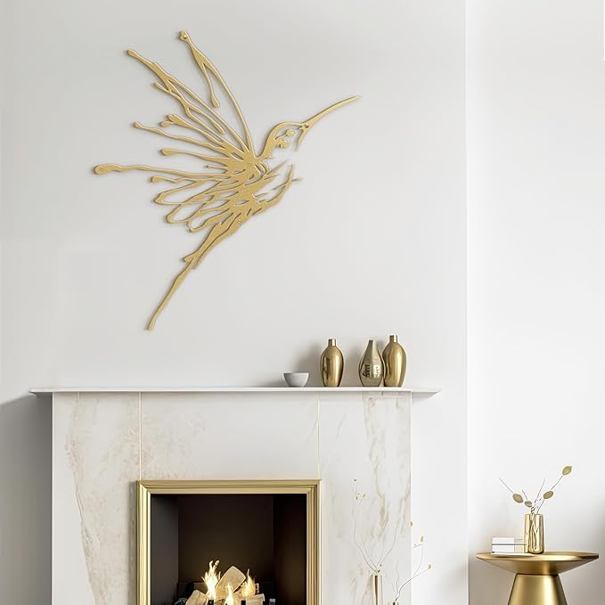 SIGNLEADER Metal Wall Art Decor Flying Bird Minimalist Modern Abstract Wall Sculpture Hangings Home Decoration for Living Room, Bedroom, Bathroom, Kitchen, Outdoor - 36" Gold