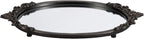 Kate and Laurel Arendahl Vintage Oval Mirrored Decorative Tray; 17 x 10; Antique Black; Traditional Ottoman Tray for Living Room Home Decor with Ornate Detailing