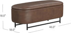 HomePop Ellipse Modern Storage Bench with Metal Legs |Homepop Home Décor|Bench with Storage for Living Room & Bedroom - Brown Faux Leather
