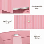Large Pink 3 Drawer Dresser, Painted 30 Inch Tall Wood Nightstand with Storage, Wide Modern Chest of Drawers with Ball Bearing Slide for Bedroom Hallway Living Room Entryway Office