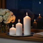 12 Pack Ivory Pillar Candles Bulk Set, 3x3 3x6 3x8 Inch - 4 Each Size, Dripless Smokeless Clean Burning for Wedding Centerpieces, Home Decor, Church, Romantic Ambiance！
