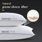 Luxurious Goose Down Bed Pillows King Size Set of 2, Hotel Collection Pillows Designed for Deep Sleep, Soft and Supportive Filling for Side, Back Sleepers 20" x 36"