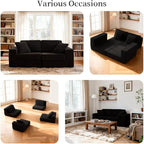 FILUXE Modular Sectional Sofa, Modern Modular Sofa Couch with Deep Seat，Comfy Cloud Couch, Sectional Couches for Living Room, Bedroom and Apartment，2-Seater，Black