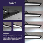 Neatfi Task Lamp – 2,500 Lumens, 30W, 22-Inch Wide Shade, 4 Brightness Levels, Eye-Caring Light, Clamp Mount, LED Task Light for Manicure Table, Crafts, Workbench, Office (Non-CCT, Black)