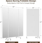 Full Length Stand Up Mirror on Wheels,63''×67'',Large Tri-Fold Floor Mirror with Stand,Movable 3-Way Full Length Standing Mirror for Gym, Dance Studio, Fitness Room, and Home (White)