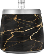Black Gold Marble Textures Ashtray with Lid, Outdoor Ashtrays for Patio, Stainless Steel Ashtray Odorless Smokeless for Home Office Balcony