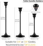 Metal Candle Holders for Candlesticks Taper Candlestick Holders Set Vintage Decorative Centerpiece Candelabra Tall Candle Stands (Matt Black, 1 Set (3 pcs))