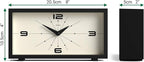 JONES CLOCKS® Odeon Desk Clock | Modern Rectangular Design | Black | Stylish Retro Look for Shelf, Table, Mantel or Bedside