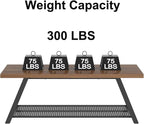 FOLUBAN Modern Coffee Table, Rustic Wood and Metal Center Table with Storage, Industrial Rectangle Cocktail Tea Table for Living Room, Walnut, 47 Inch