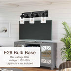 MELUCEE Vintage Bathroom Lighting Fixtures Over Mirror, 3-Light Modern Vanity Lights Black Finish Industrial Wall Sconce with Clear Glass Shade