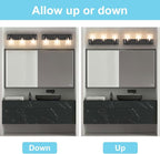 Vanity Light Fixture,3-Light Vanity Light for Bathroom,Matte Black Bathroom Vanity Lighting Over Mirror with Square Clear Glass Shade for Restroom
