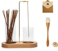 2 in 1 Glass Incense Holder for Sticks with 9-Hole Upright Burner, Ash Catcher, Cleaning Brush & Greeting Card, Meditation & Yoga Accessories,Gift for Home Decor (Light Base)