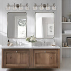 ANDY STAR Brushed Nickel Vanity Lights for Bathroom, 4 Light Vanity Light Brushed Nickel, Farmhouse Vanity Lighting Fixtures, 30.5 Inch Modern Silver Wall Sconce, E26 Base Bulbs Required, UL Certified