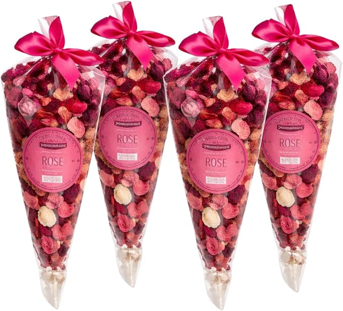 Potpourri 4 Pack Set – Dried Botanical Petals for Bowl or Vase Filler, Home Fragrance Décor – 4 Pouches, 70g Each (9.88 oz Total) (Rose)