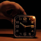 Peakeep 3D Numbers No Tick-Tock Analog Alarm Clock with Classic Beep Sound, Snooze, Manual Light and Battery Powered Small for Travel (Black-3D)