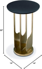Erin Side Table – Modern End Table with 304 Stainless Steel & Bright Brass Base, Wood Top, Commercial Grade Quality